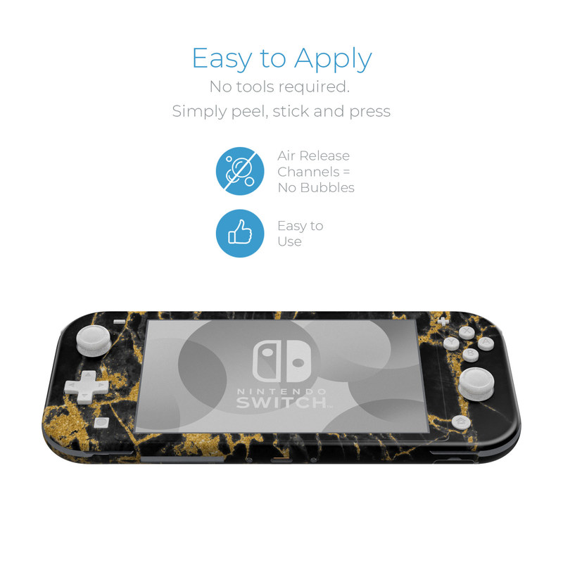 Nintendo Switch Lite Skin - Black Gold Marble (Image 2)