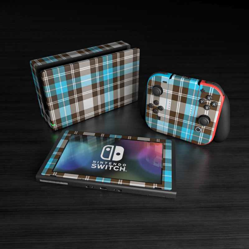 Nintendo Switch Skin - Turquoise Plaid (Image 5)