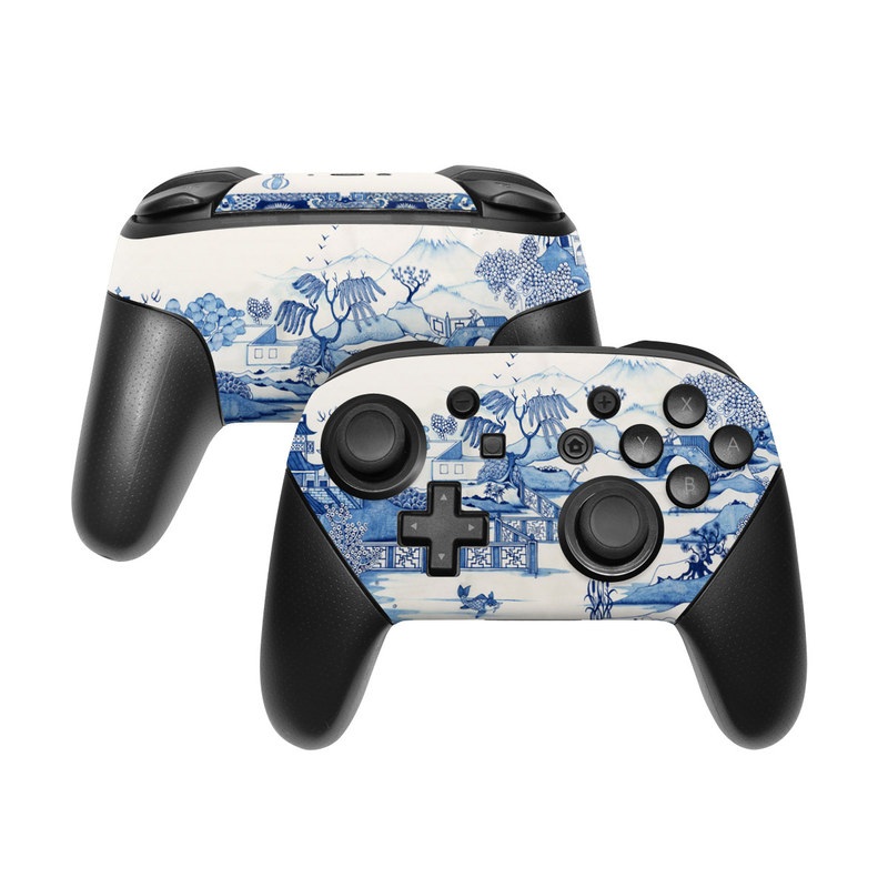Nintendo Switch Pro Controller Skin - Blue Willow (Image 1)