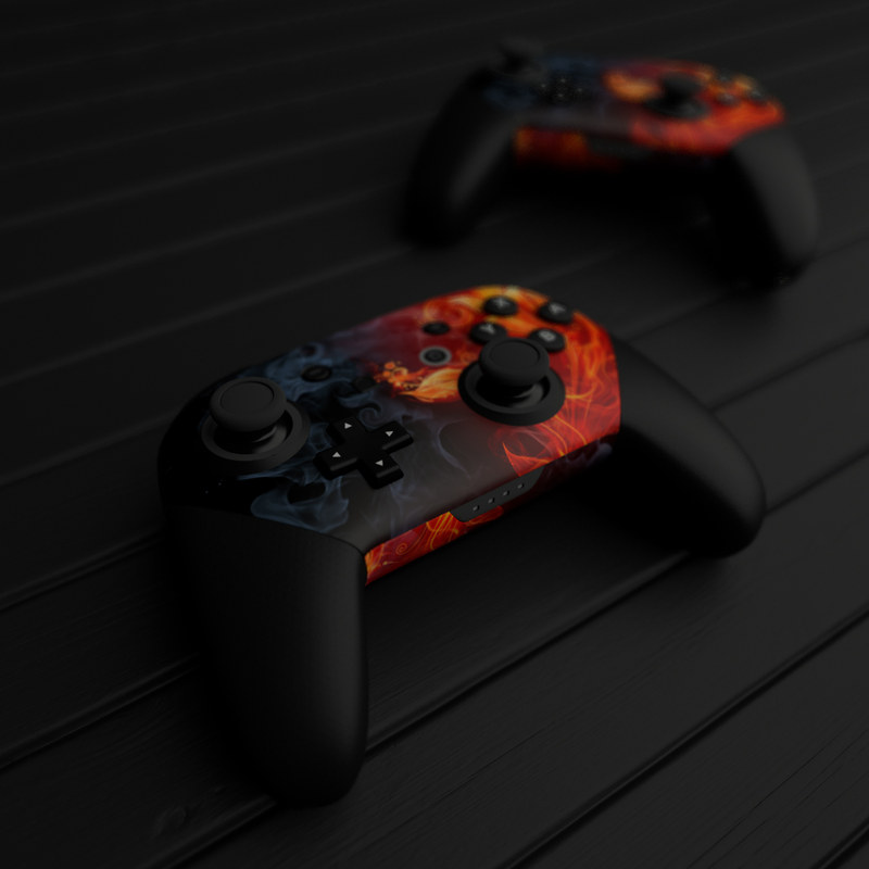 Nintendo Switch Pro Controller Skin - Flower Of Fire (Image 5)