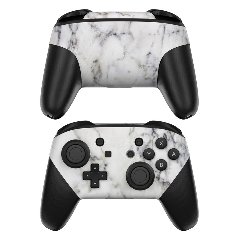 Nintendo Switch Pro Controller Skin - White Marble (Image 1)