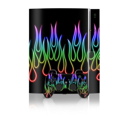 PS3 Skin - Rainbow Neon Flames