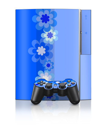 PS3 Skin - Retro Blue Flowers