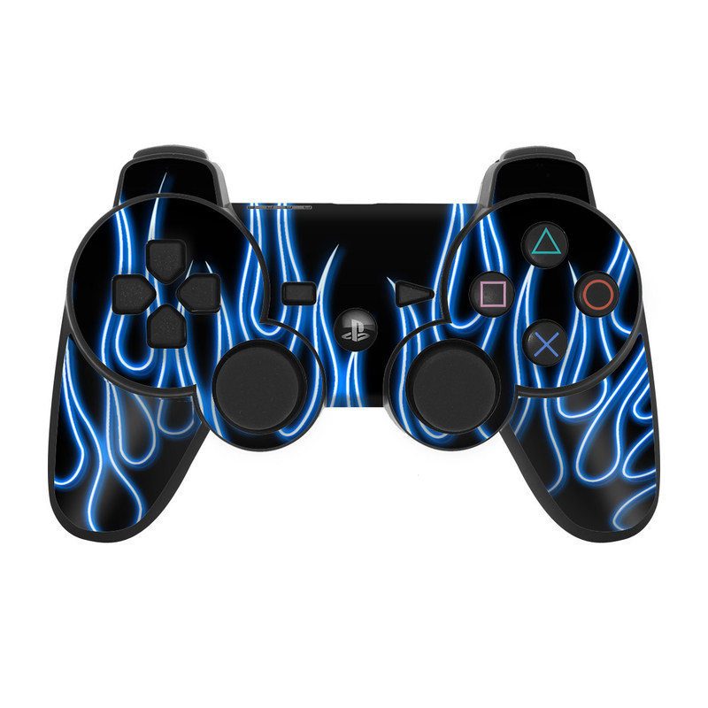 PS3 Controller Skin - Blue Neon Flames (Image 1)