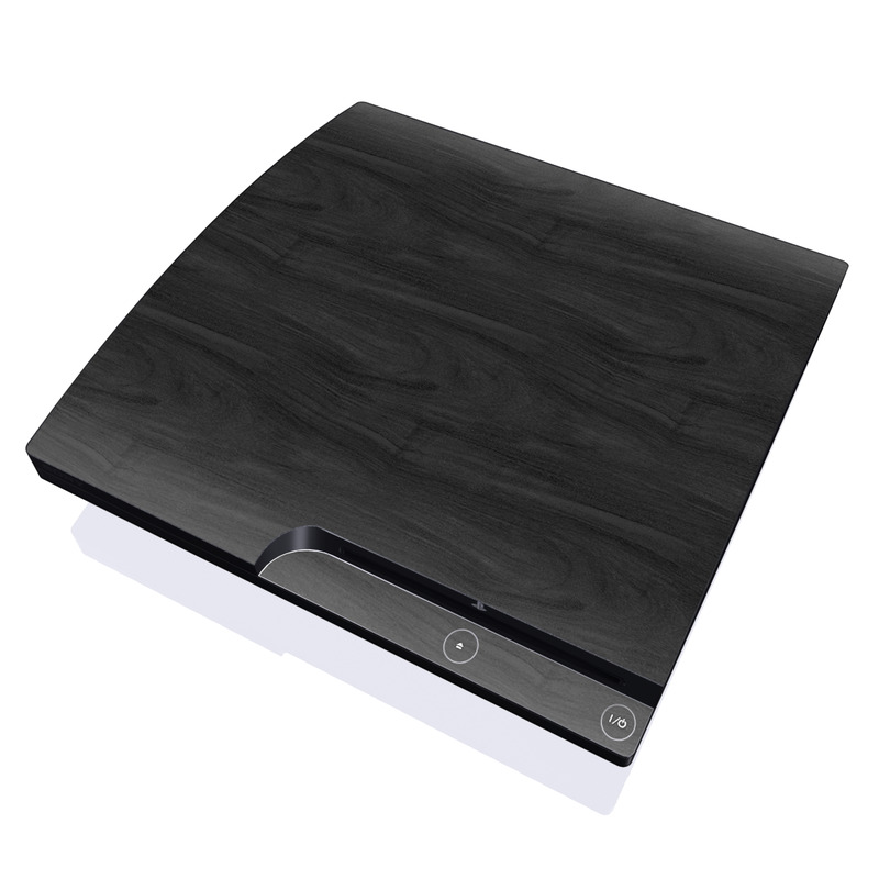 PS3 Slim Skin - Black Woodgrain (Image 1)