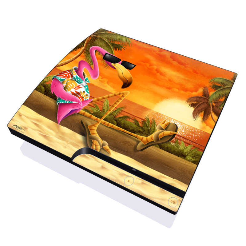 PS3 Slim Skin - Sunset Flamingo (Image 1)