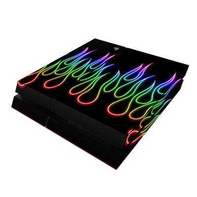 Sony PS4 Skin - Rainbow Neon Flames