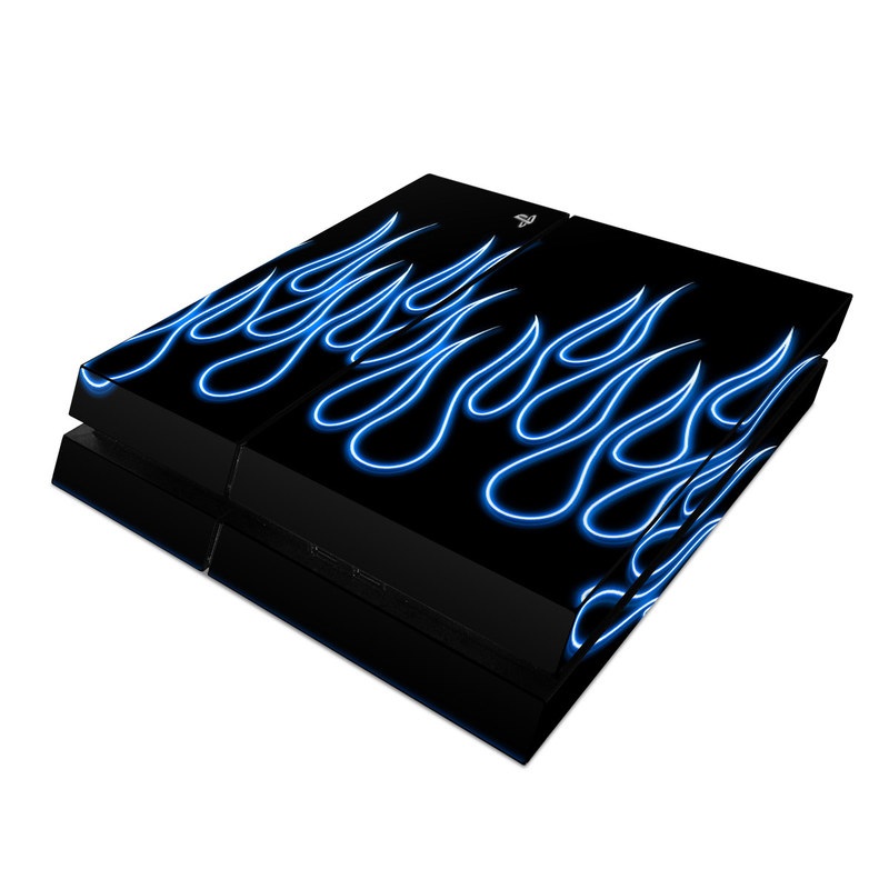 Sony PS4 Skin - Blue Neon Flames (Image 1)