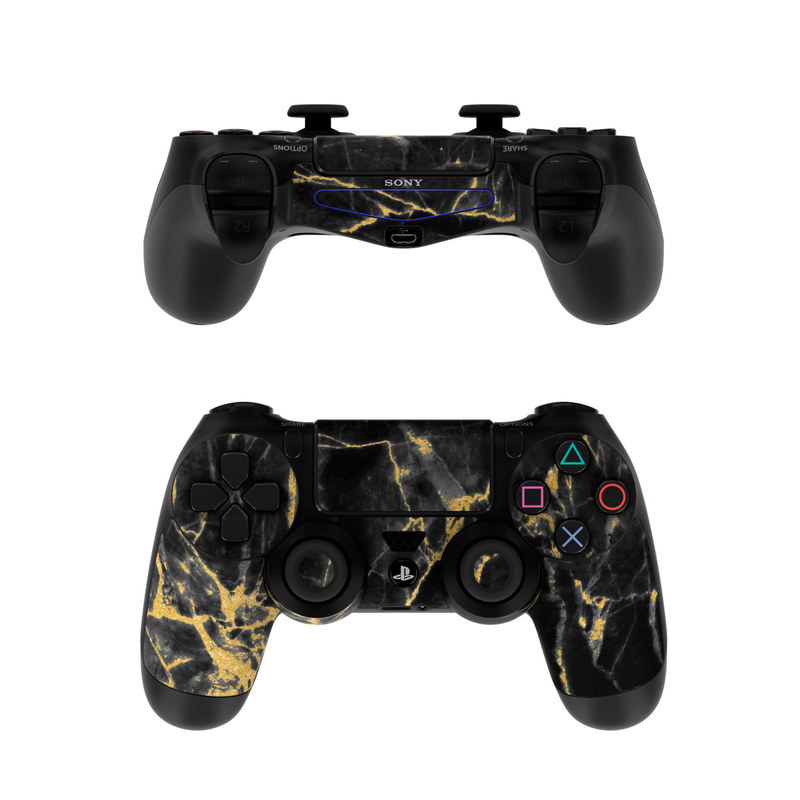 Sony PS4 Controller Skin - Black Gold Marble (Image 1)