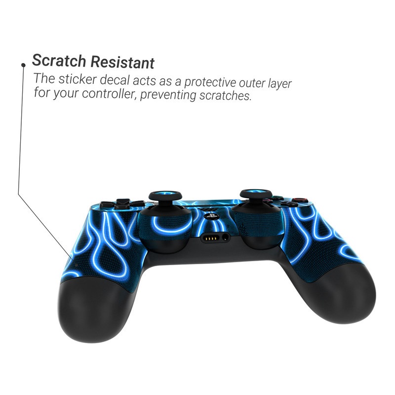 Sony PS4 Controller Skin - Blue Neon Flames (Image 3)