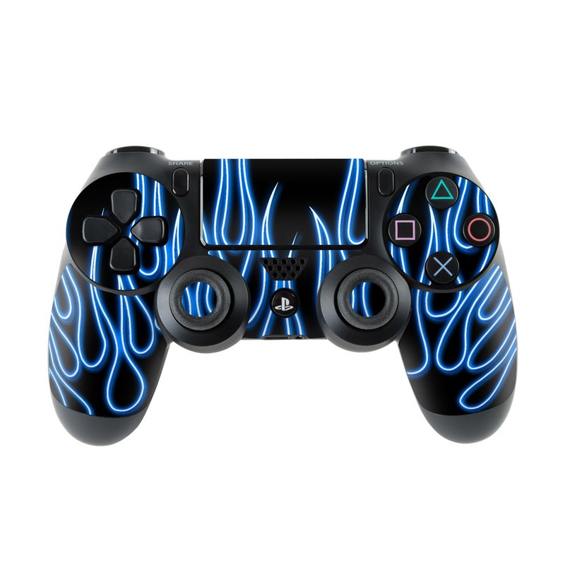 Sony PS4 Controller Skin - Blue Neon Flames (Image 1)