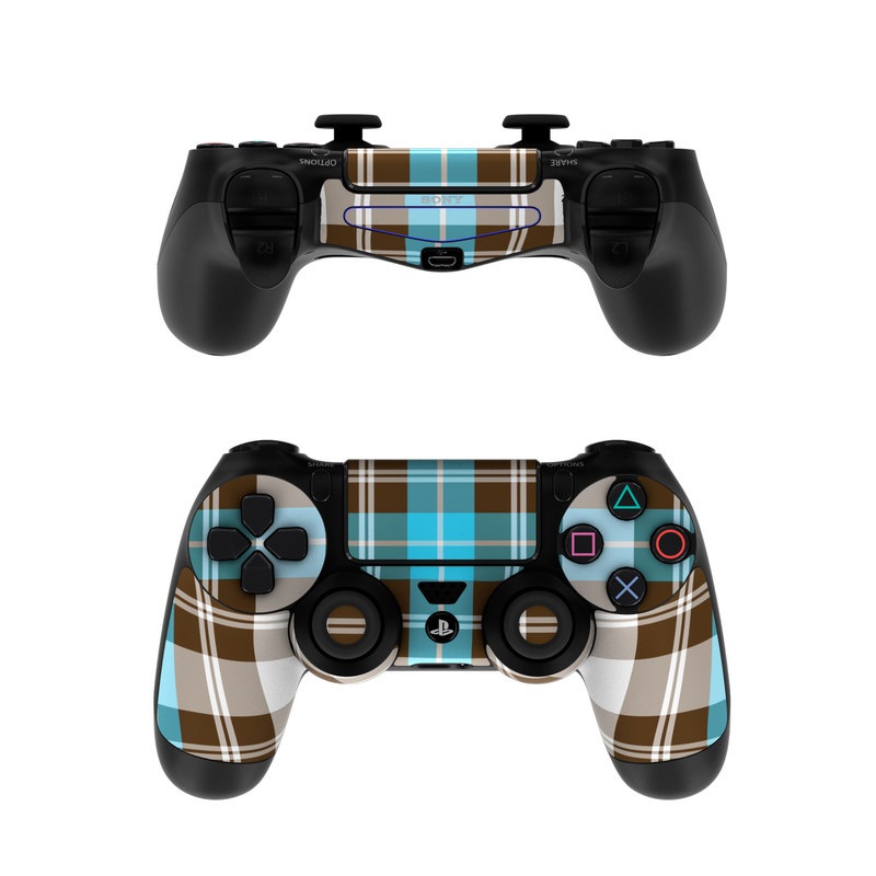 Sony PS4 Controller Skin - Turquoise Plaid (Image 1)
