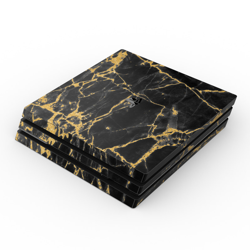 Sony PS4 Pro Skin - Black Gold Marble by Marble Collection | DecalGirl