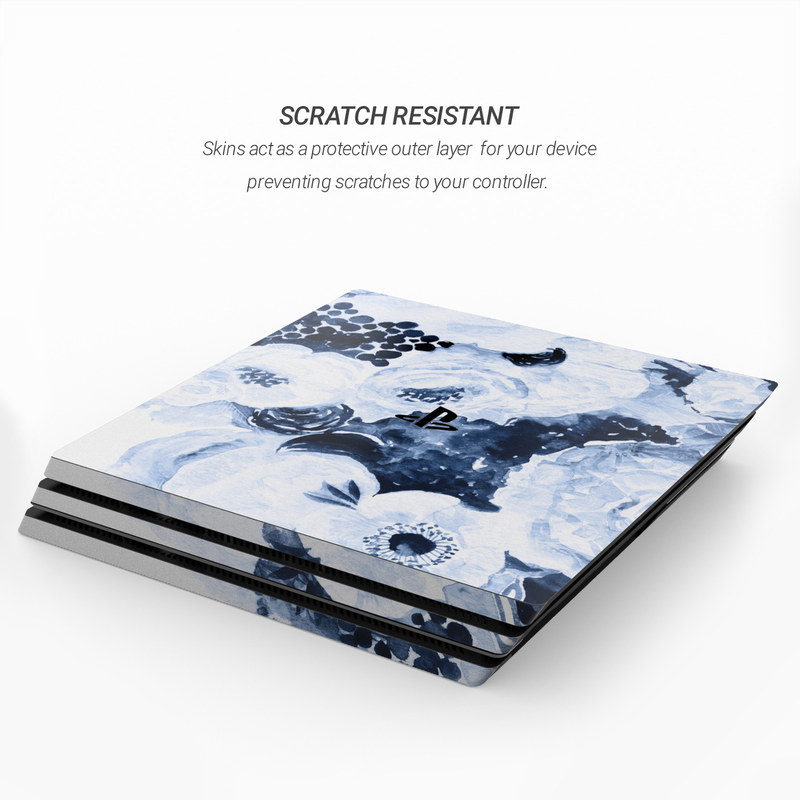 Sony PS4 Pro Skin   Blue Blooms By Stephanie Corfee Artworks | DecalGirl