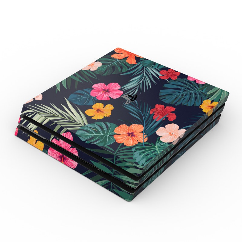 Sony PS4 Pro Skin - Tropical Hibiscus (Image 1)