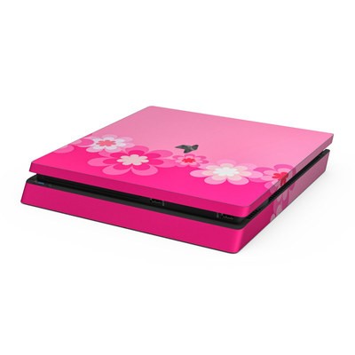 Sony PS4 Slim Skin - Retro Pink Flowers