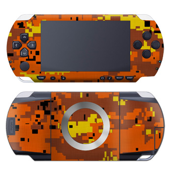 PSP Skin - Digital Orange Camo (Image 1)