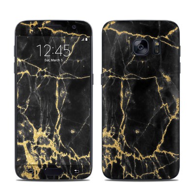 Samsung Galaxy S7 Skin - Black Gold Marble
