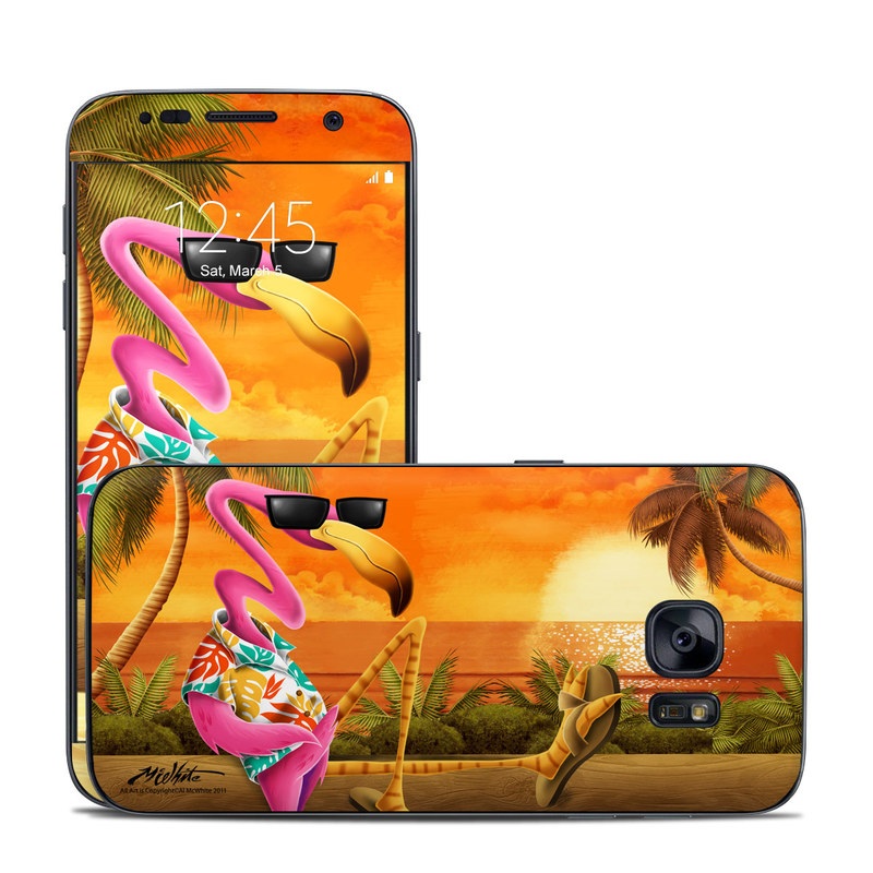 Samsung Galaxy S7 Skin - Sunset Flamingo (Image 1)