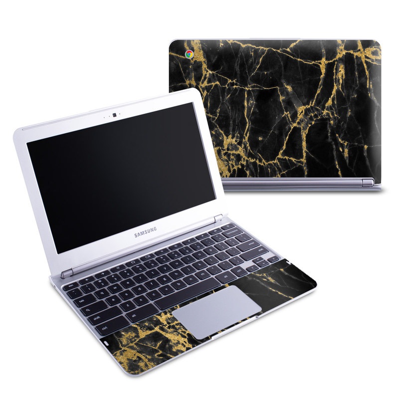 Samsung 11-6 Chromebook Skin - Black Gold Marble (Image 1)