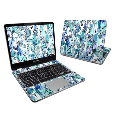 Samsung Chromebook Plus 2017 Skin - Blue Ink Floral