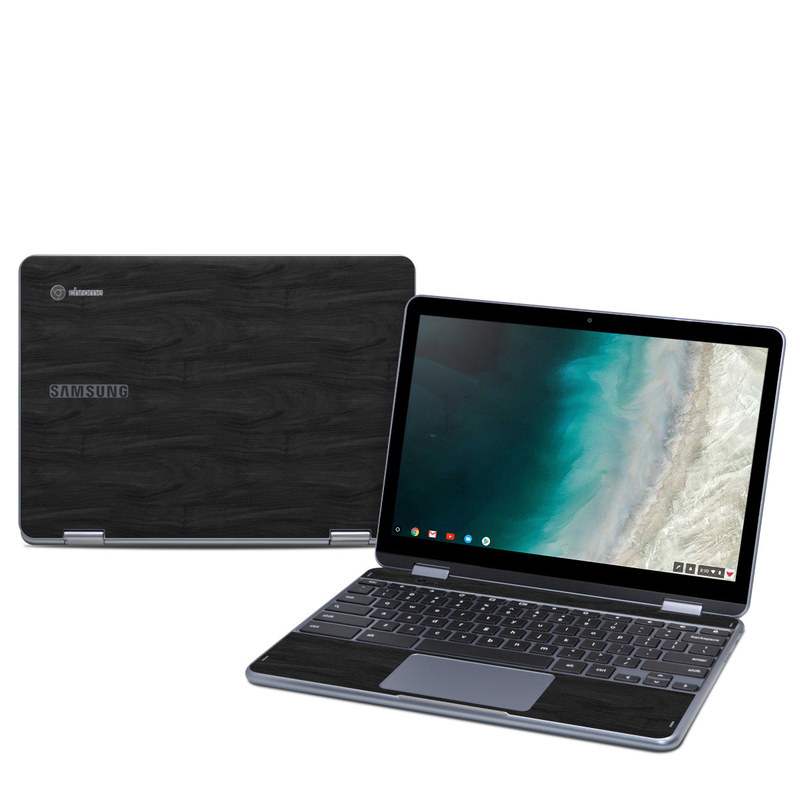 Samsung Chromebook Plus (2019) Skin - Black Woodgrain (Image 1)
