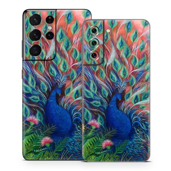 Samsung Galaxy S21 Skin - Coral Peacock