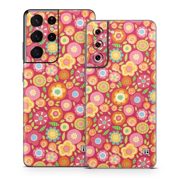 Samsung Galaxy S21 Skin - Flowers Squished
