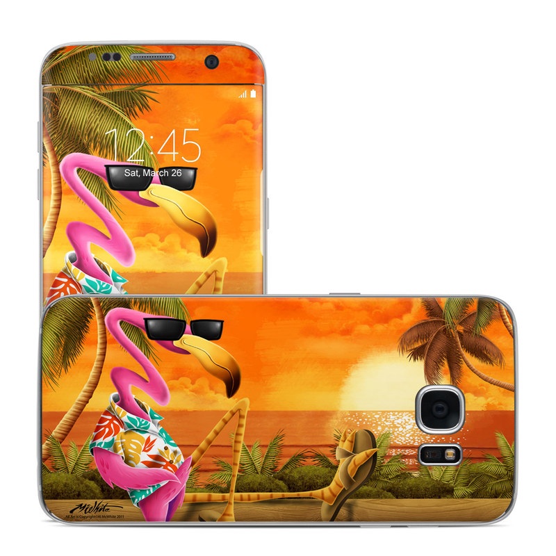 Samsung Galaxy S7 Edge Skin - Sunset Flamingo (Image 1)