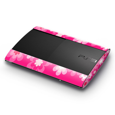 Sony Playstation 3 Super Slim Skin - Retro Pink Flowers
