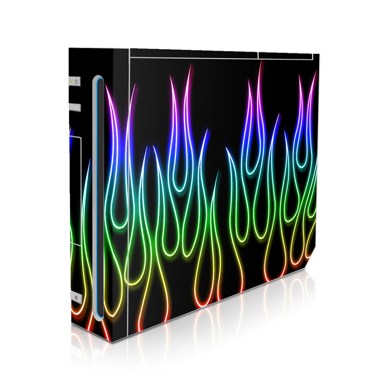 Wii Skin - Rainbow Neon Flames (Image 1)