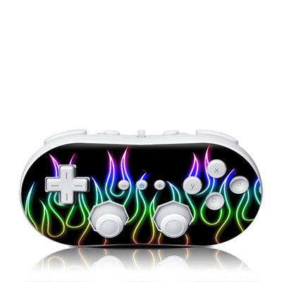 Wii Classic Controller Skin - Rainbow Neon Flames