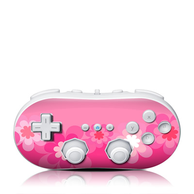 Wii Classic Controller Skin - Retro Pink Flowers