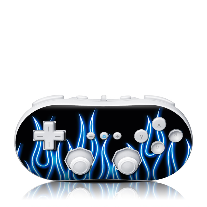 Wii Classic Controller Skin - Blue Neon Flames (Image 1)