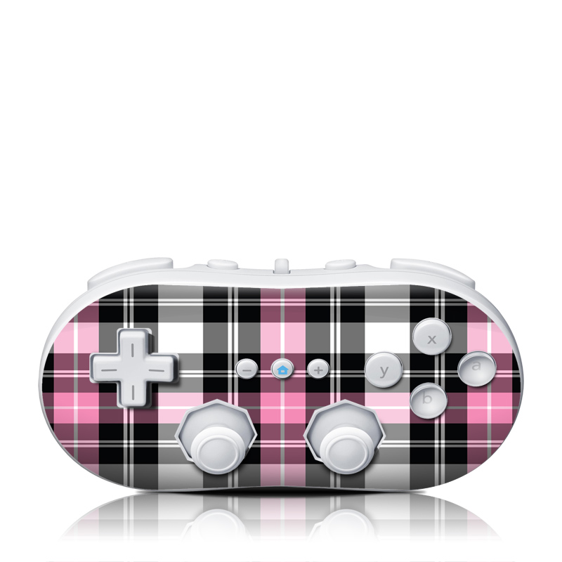 Wii Classic Controller Skin - Pink Plaid (Image 1)