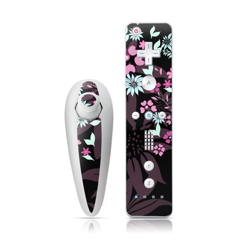 Wii Nunchuk Skin - Dark Flowers (Image 1)