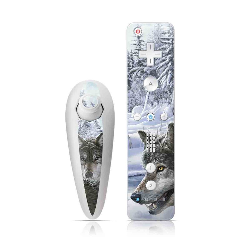 Wii Nunchuk Skin - Snow Wolves (Image 1)