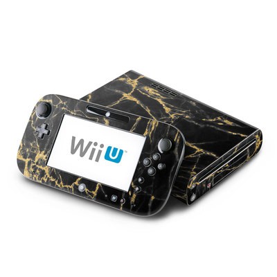 Wii U Skin - Black Gold Marble