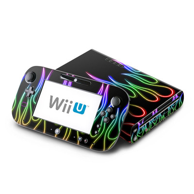 Wii U Skin - Rainbow Neon Flames
