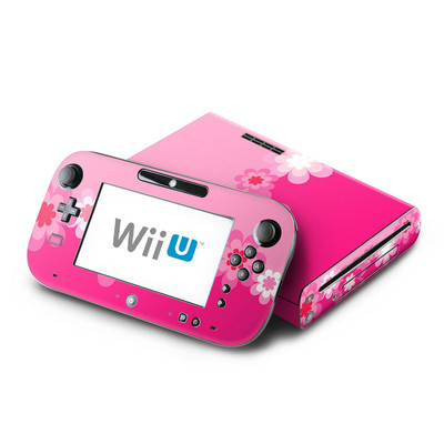 Wii U Skin - Retro Pink Flowers
