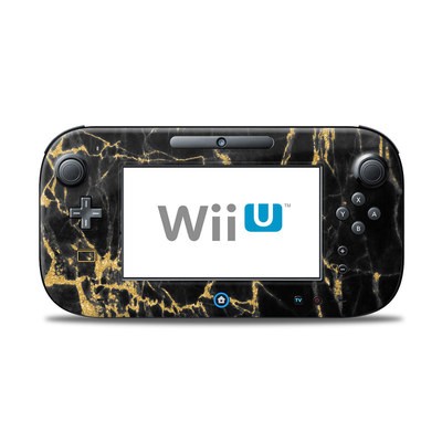 Wii U Controller Skin - Black Gold Marble