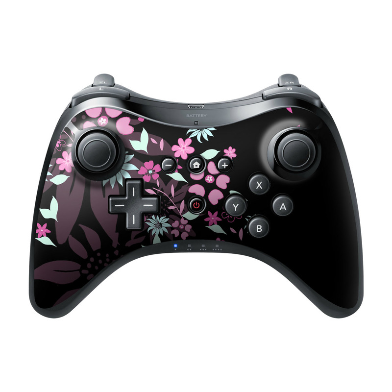 Nintendo Wii U Pro Controller Skin - Dark Flowers (Image 1)