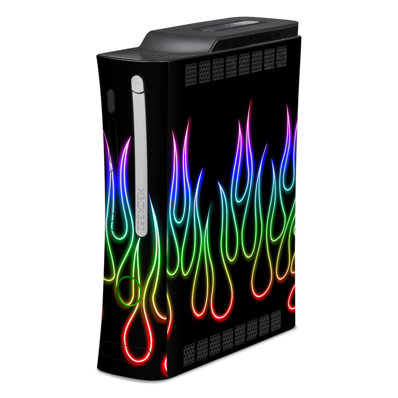 Xbox 360 Skin - Rainbow Neon Flames (Image 1)