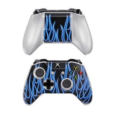 Microsoft Xbox One Controller Skin - Blue Neon Flames