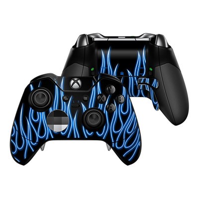 Microsoft Xbox One Elite Controller Skin - Blue Neon Flames