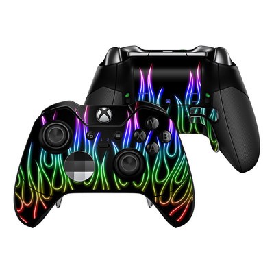Microsoft Xbox One Elite Controller Skin - Rainbow Neon Flames