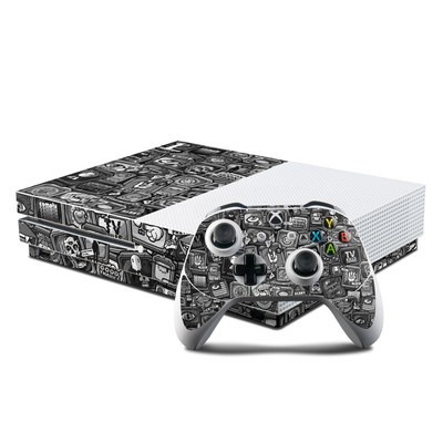 Microsoft Xbox One S Console and Controller Kit Skin - Distraction Tactic B&W