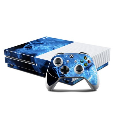 Microsoft Xbox One S Console and Controller Kit Skin - Blue Quantum Waves