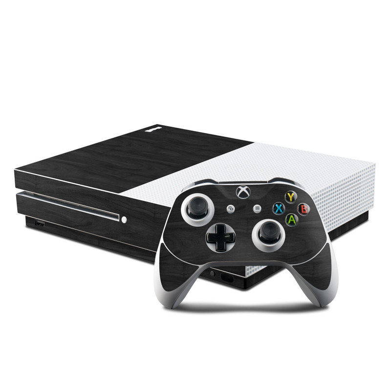 Microsoft Xbox One S Console and Controller Kit Skin - Black Woodgrain (Image 1)