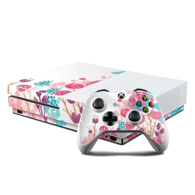 Microsoft Xbox One S Console and Controller Kit Skin - Blush Blossoms (Image 1)